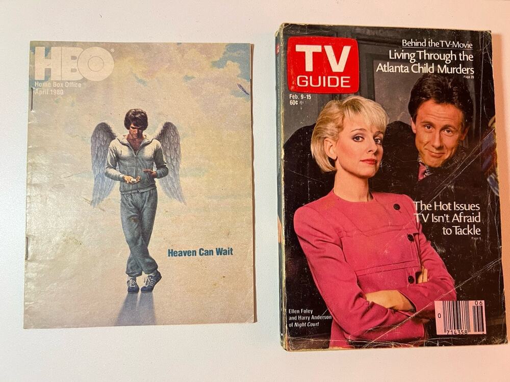 Tv Guide Feb 9-15 1985 And HBO April 1980 Heaven Can Wait And GREASE